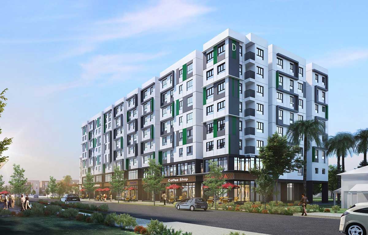 Perspective of Block D of Dragon E-Home Social Housing Apartment Project, District 9