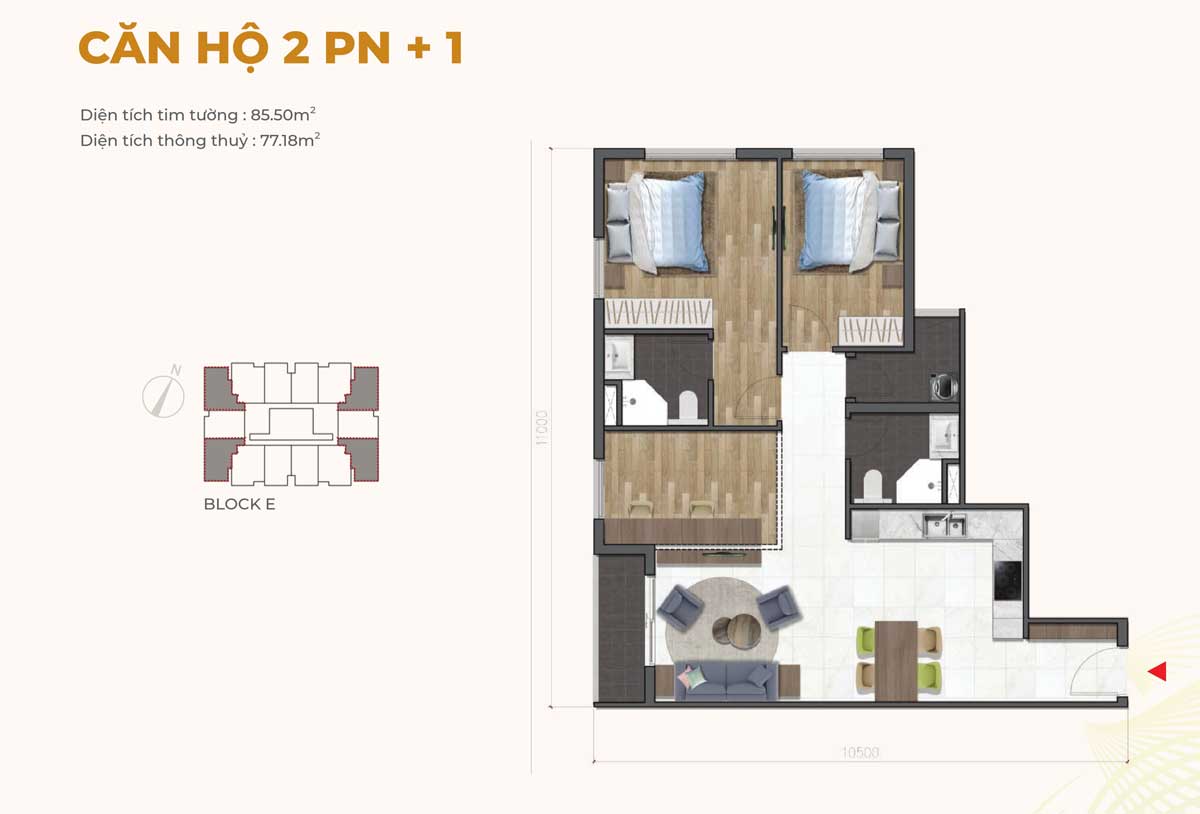 Can ho 2PN1 Nha o xa hoi Du an chung cu Dragon E Home Phu Long - DRAGON E-HOME