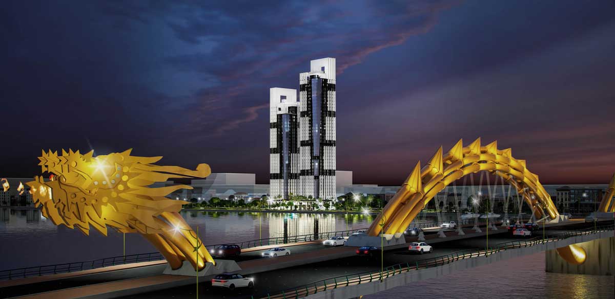 Danang Landmark Tower Apartment Project at night Danang Landmark Tower Apartment Project at night