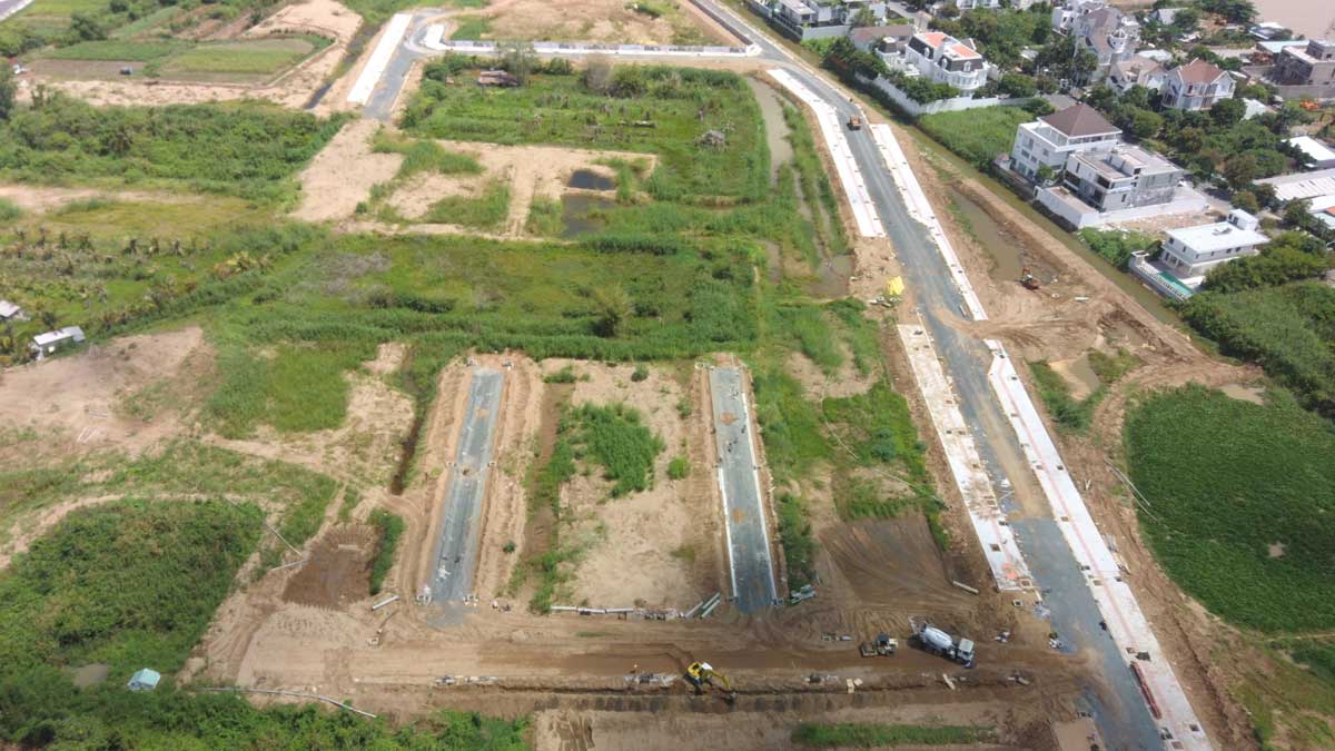Flycam tien do thi cong du an con khuong diamond city thang 6 nam 2021 moi nhat - Cồn Khương Diamond City