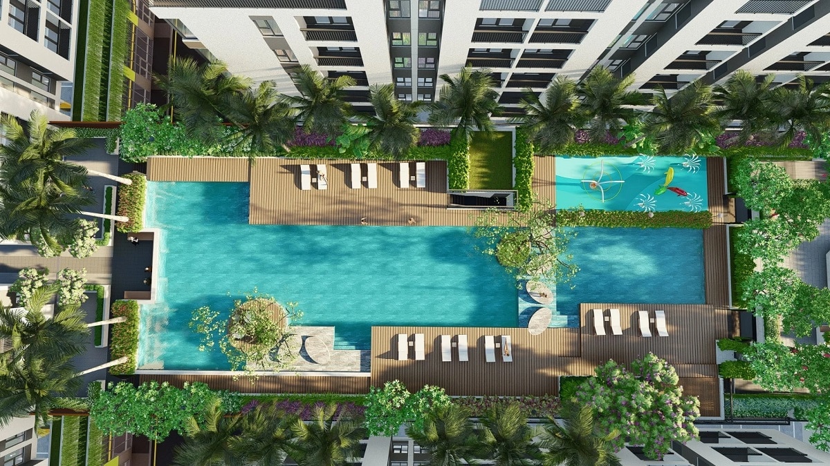 Swimming pool area of Thu Thiem Green House Apartment Project