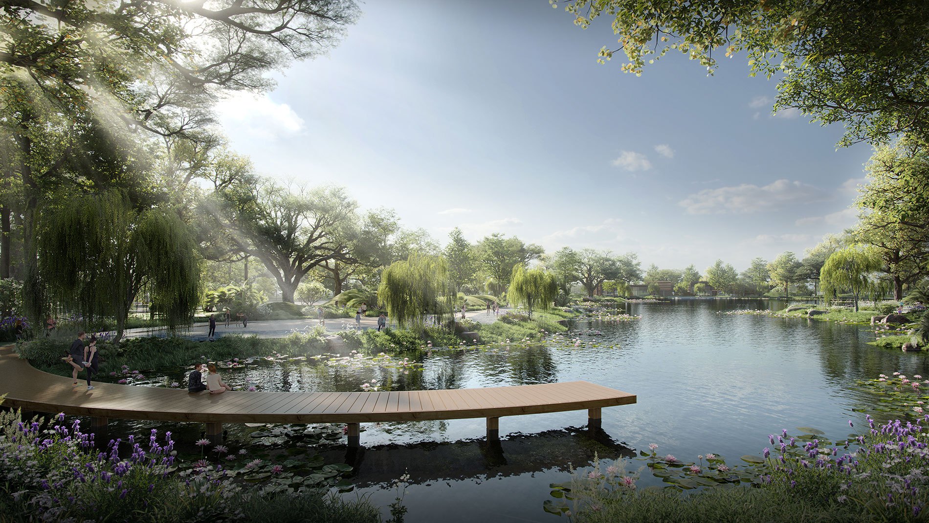 Green space on the central lakeside at Eco Central Park project Green space on the central lakeside at Eco Central Park project