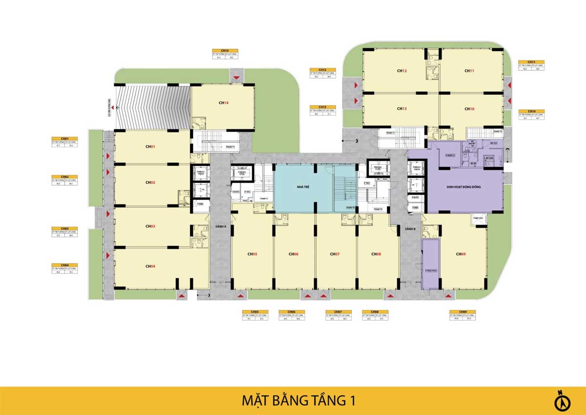 Ground Floor Plan of Bcons Polaris Apartment Project Le Trong Tan Di An Binh Duong Floor Plan of 1st Floor of Bcons Polaris Apartment Project Le Trong Tan Di An Binh Duong