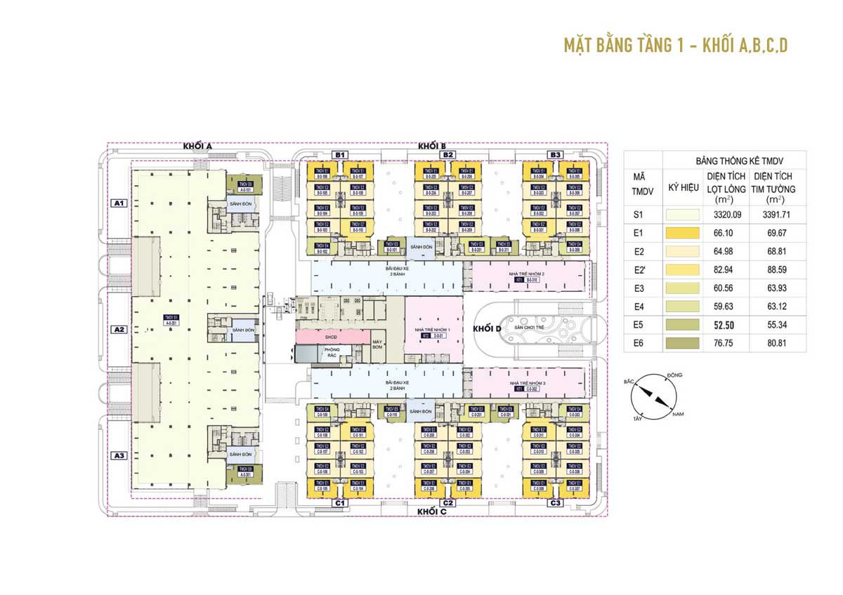 Floor plan of 1st floor of Thu Thiem Green House Apartment Project, District 2 Floor plan of 1st floor of Thu Thiem Green House Apartment Project, District 2