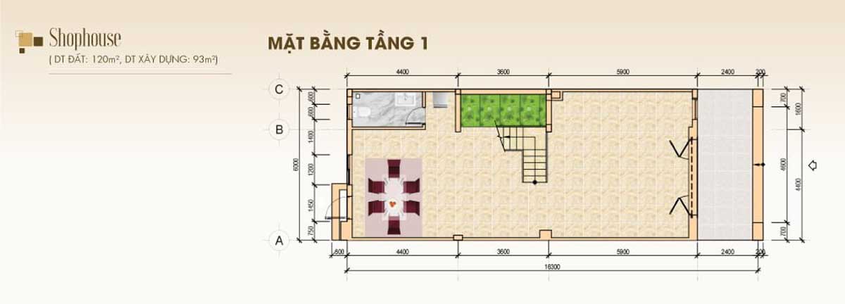 Floor plan 1 shophouse stc long thanh - STC Long Thanh