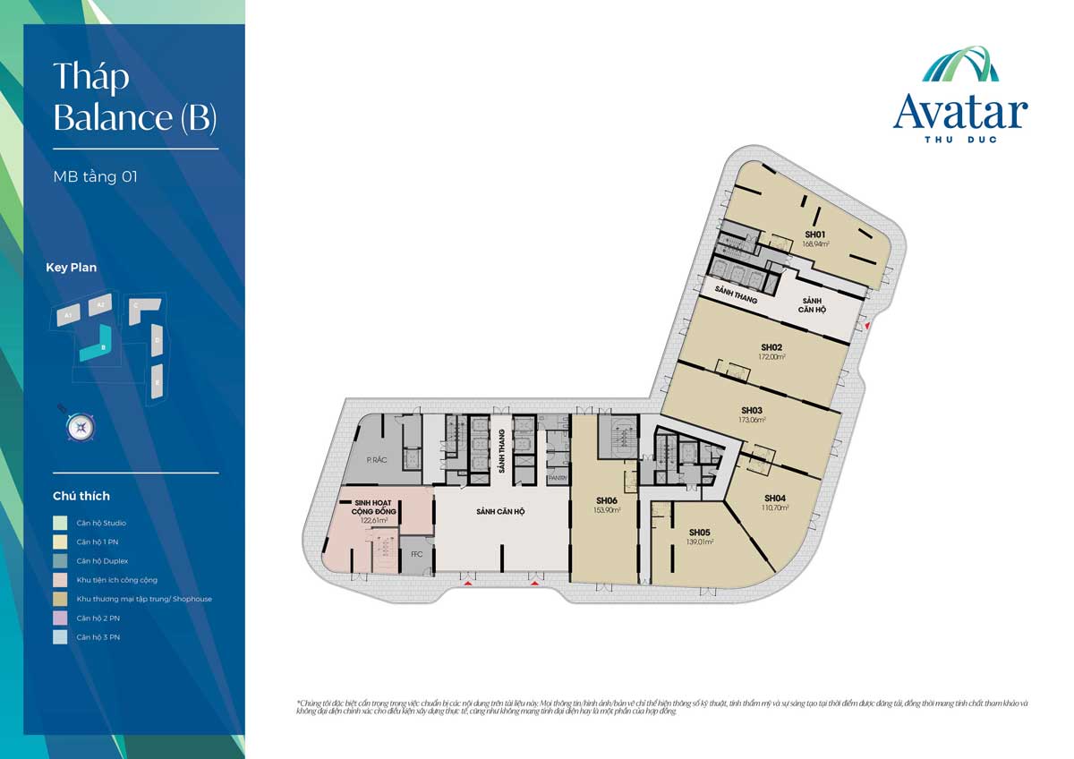 Floor Plan of B-Balance Tower, Avatar Thu Duc Project, 1st Floor Floor Plan of B-Balance Tower, Avatar Thu Duc Project, 1st Floor