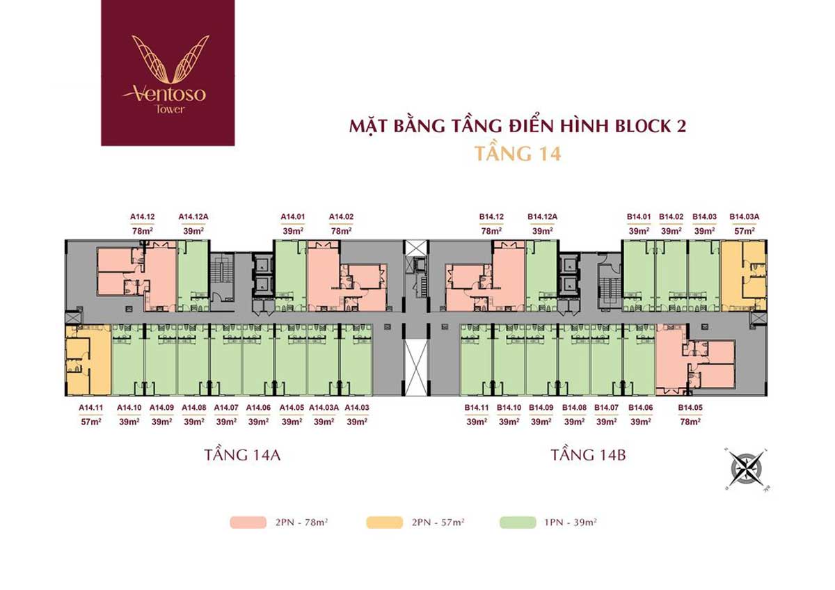 Mặt bằng Tầng 14 Dự án Căn hộ Ventoso Tower Dĩ An Bình Dương Mặt bằng Tầng 14 Dự án Căn hộ Ventoso Tower Dĩ An Bình Dương