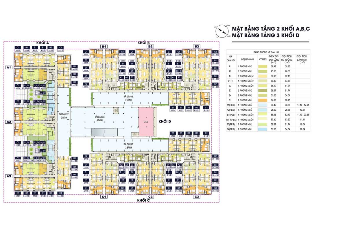 Floor plan of 2nd-3rd floor of Thu Thiem Green House Apartment Project, District 2 Floor plan of 2nd-3rd floor of Thu Thiem Green House Apartment Project, District 2