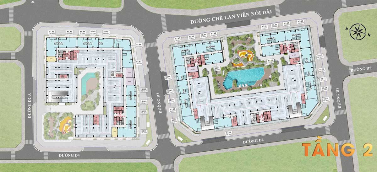Floor Plan of 2nd Floor of 9X Quy Nhon Apartment Floor Plan of 2nd Floor of 9X Quy Nhon Apartment