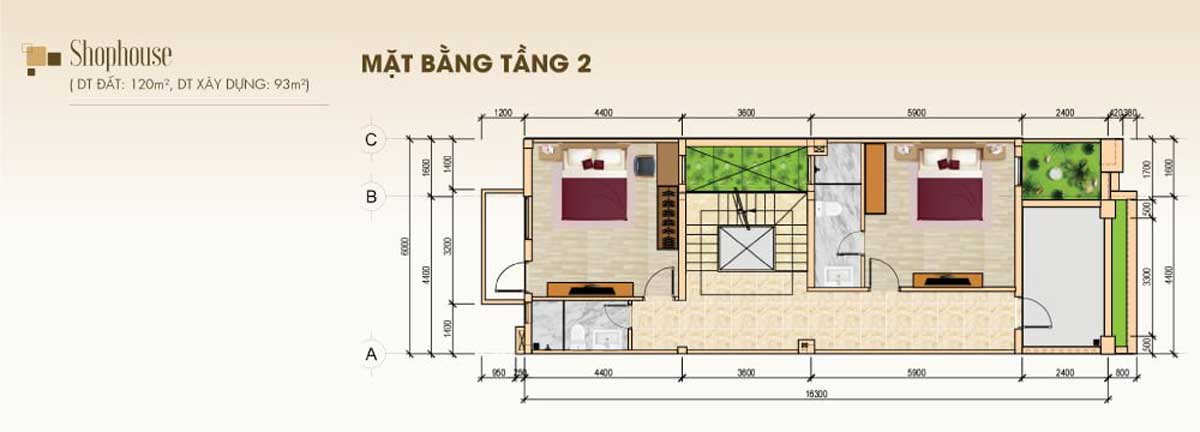2nd floor floor plan shophouse stc long thanh - STC Long Thanh