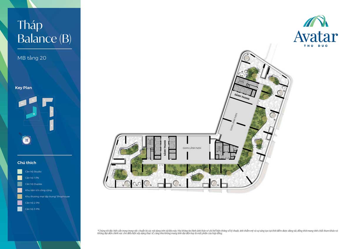 Floor Plan of 20th Floor, B-Balance Tower, Avatar Thu Duc Project Floor Plan of 20th Floor, B-Balance Tower, Avatar Thu Duc Project