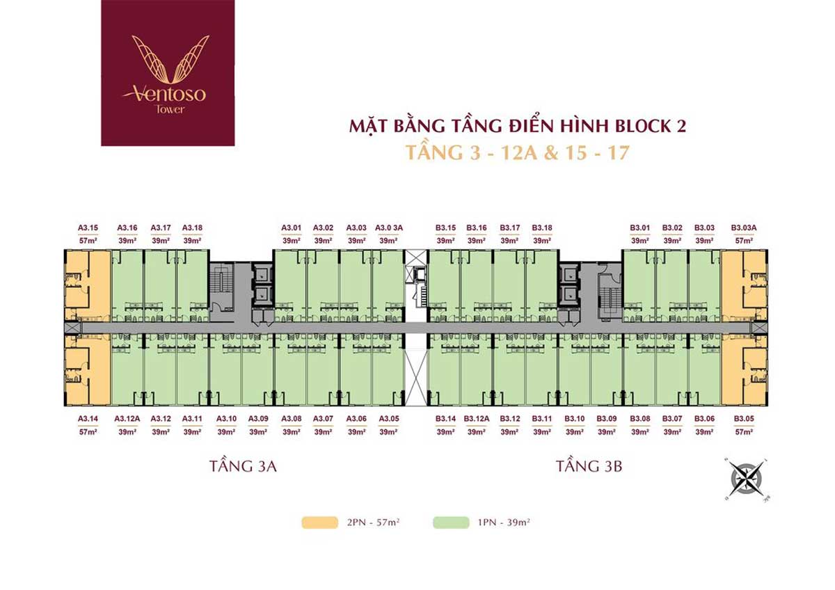 Mặt bằng Tầng 3-12A & 15-17 Dự án Căn hộ Ventoso Tower Dĩ An Bình Dương Mặt bằng Tầng 3-12A & 15-17 Dự án Căn hộ Ventoso Tower Dĩ An Bình Dương