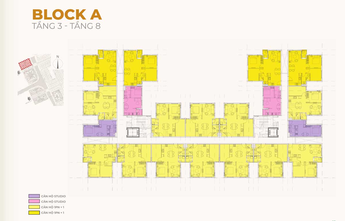 Floor plan of floors 3-8 Block A Dragon E-Home Social Housing Apartment Project District 9