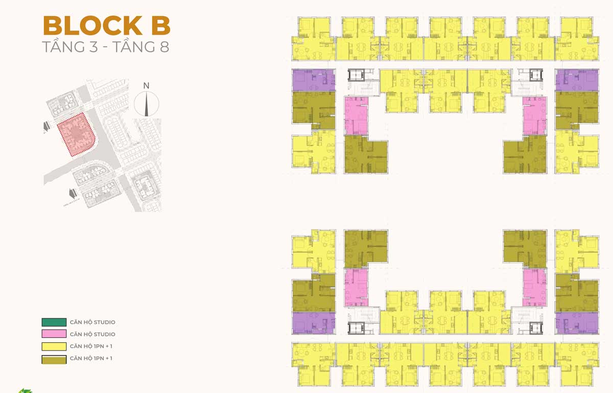 Floor plan of floors 3-8 Block B Dragon E-Home Social Housing Apartment Project District 9