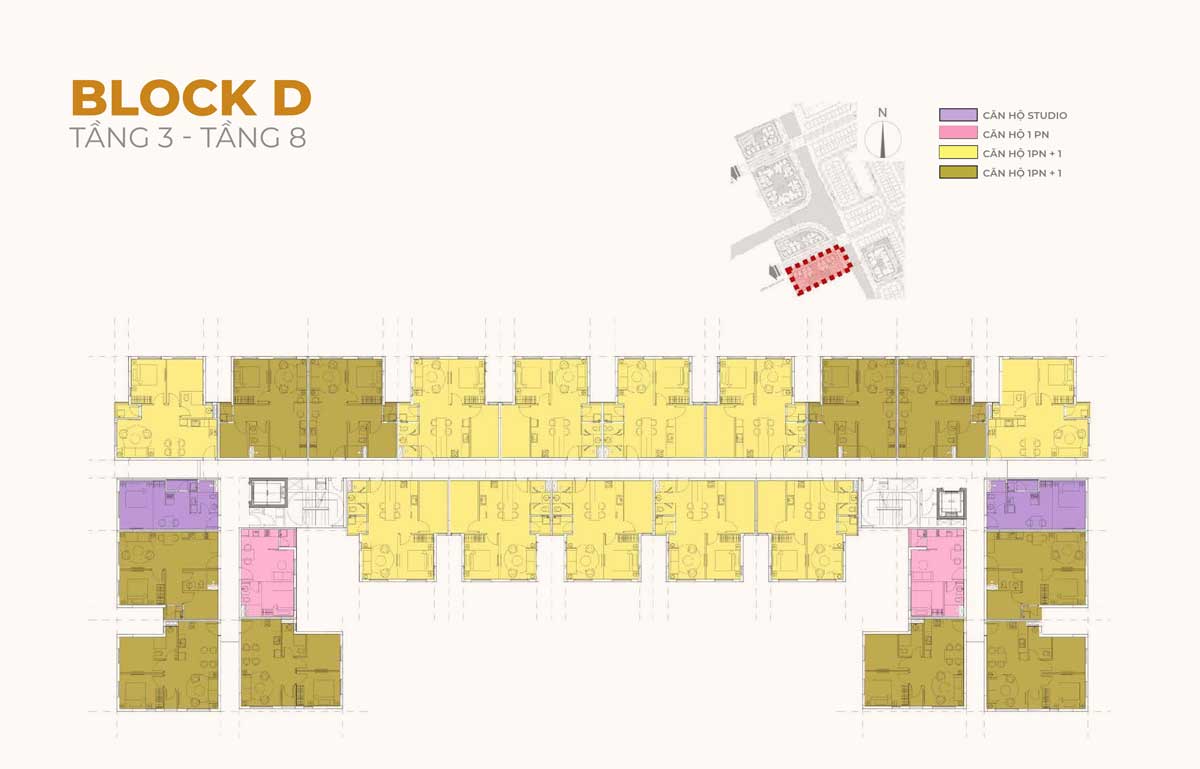 Floor plan of floors 3-8 Block D Dragon E-Home Social Housing Apartment Project District 9