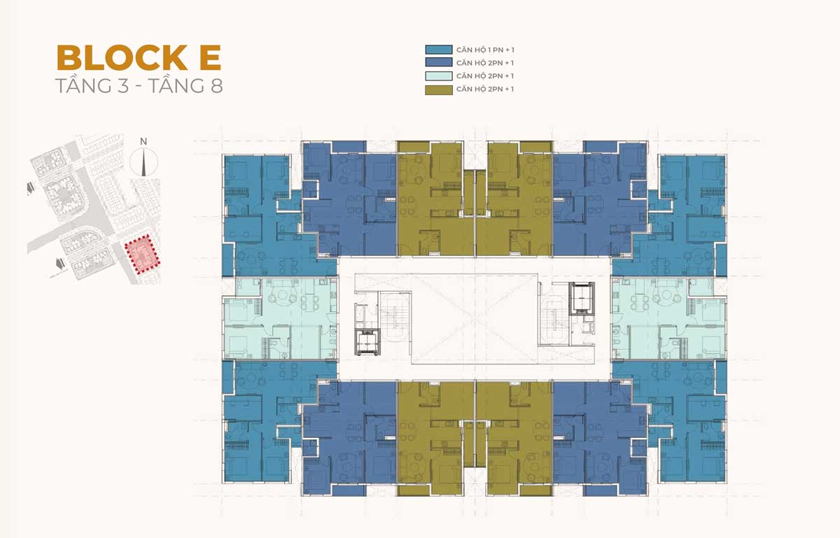 Floor plan of floors 3-8 Block E Dragon E-Home Social Housing Apartment Project District 9