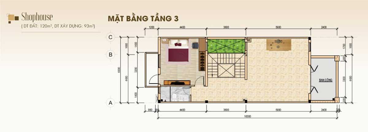 3rd floor floor plan shophouse stc long thanh - STC Long Thanh