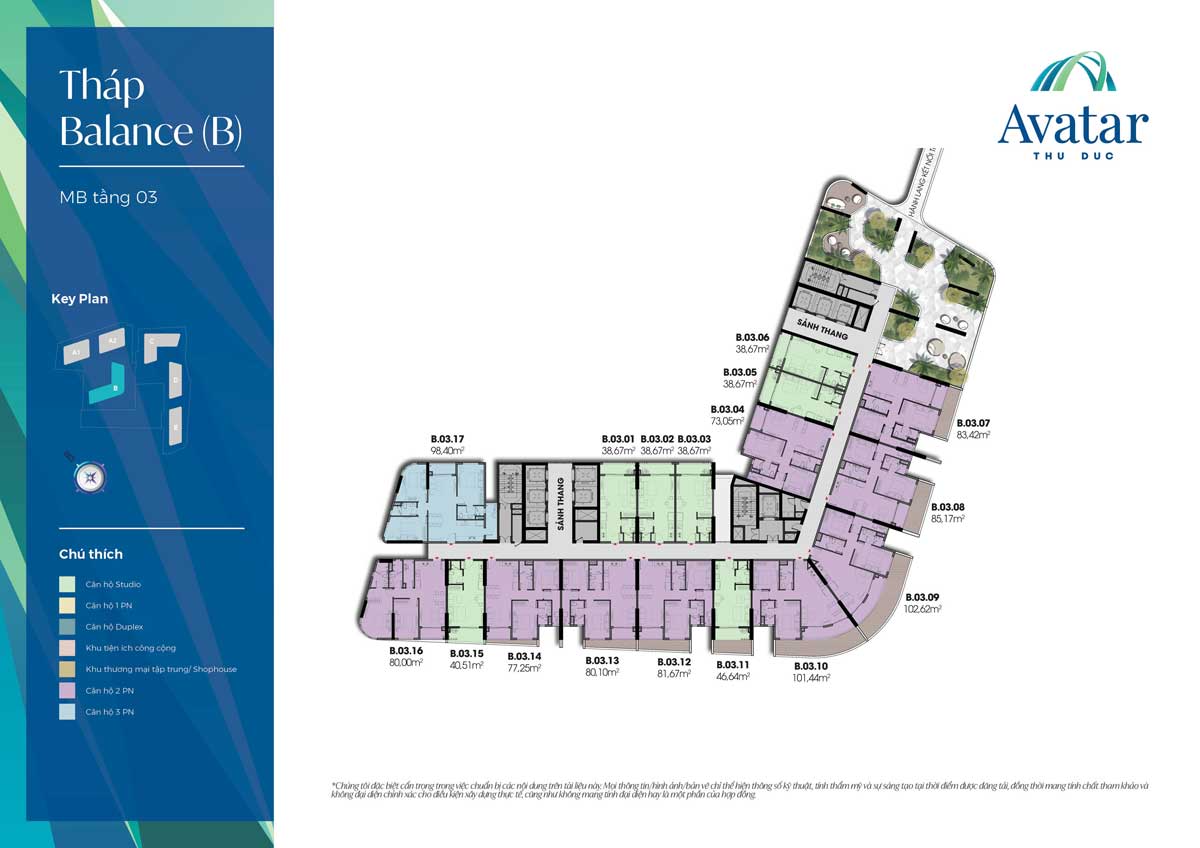 Floor Plan of 3rd Floor, B-Balance Tower, Avatar Thu Duc Project Floor Plan of 3rd Floor, B-Balance Tower, Avatar Thu Duc Project