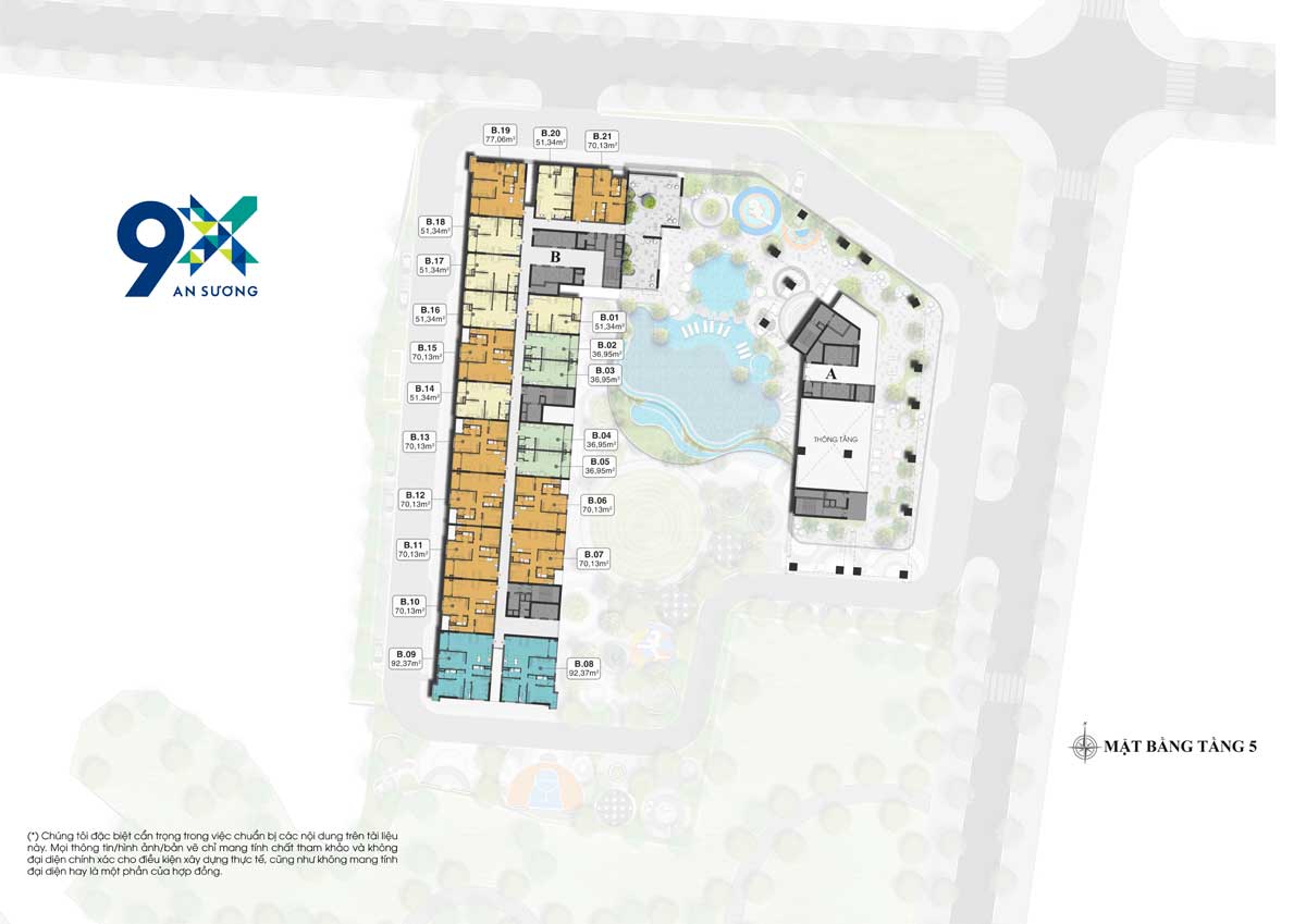 Floor Plan of 5th Floor of 9X An Suong Hoc Mon Apartment Project Floor Plan of 5th Floor of 9X An Suong Hoc Mon Apartment Project