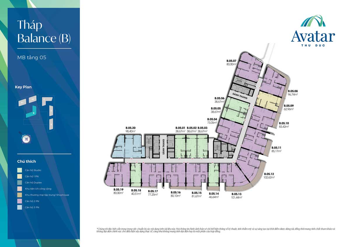 Floor Plan of 5th Floor, B-Balance Tower, Avatar Thu Duc Project Floor Plan of 5th Floor, B-Balance Tower, Avatar Thu Duc Project