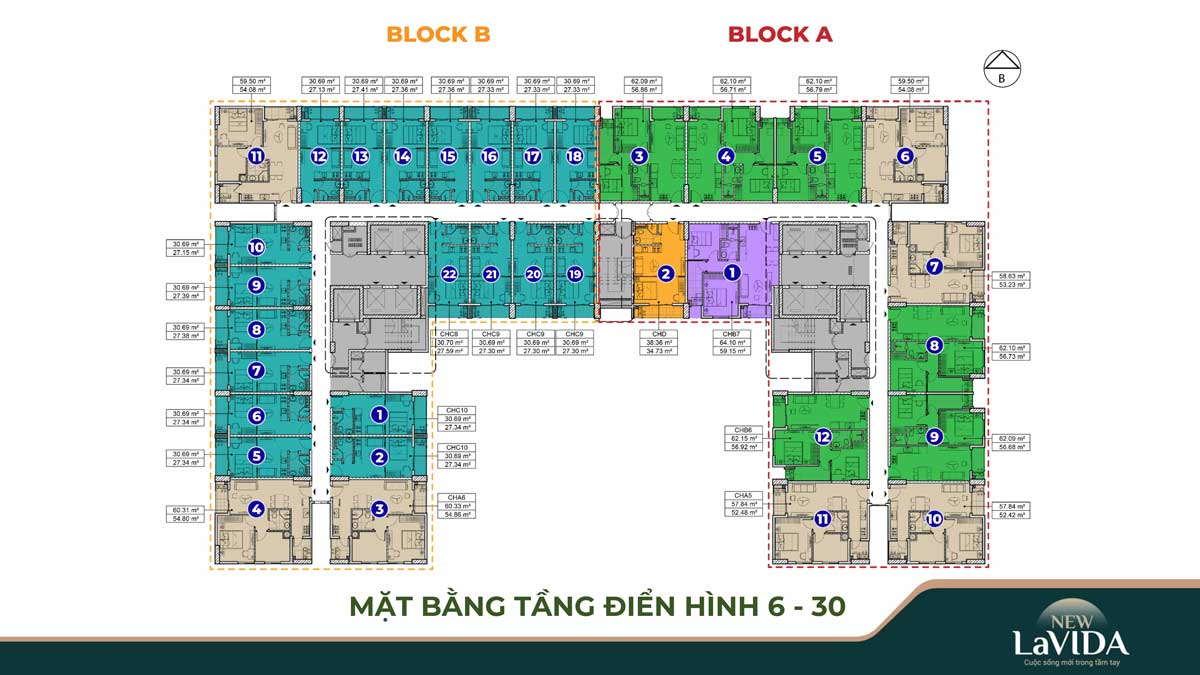 Floor Plan of 6th - 30th Floor of New Lavida Social Housing Apartment Project in Binh Duong Floor Plan of 6th - 30th Floor of New Lavida Social Housing Apartment Project in Binh Duong
