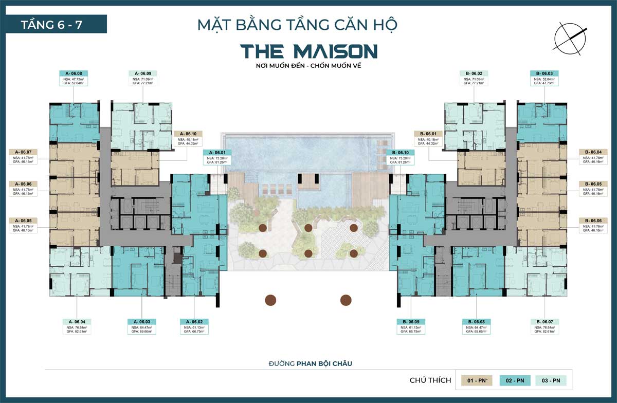 Floor plan of 6th - 7th floor of The Maison Binh Duong project Floor plan of 6th - 7th floor of The Maison Binh Duong project
