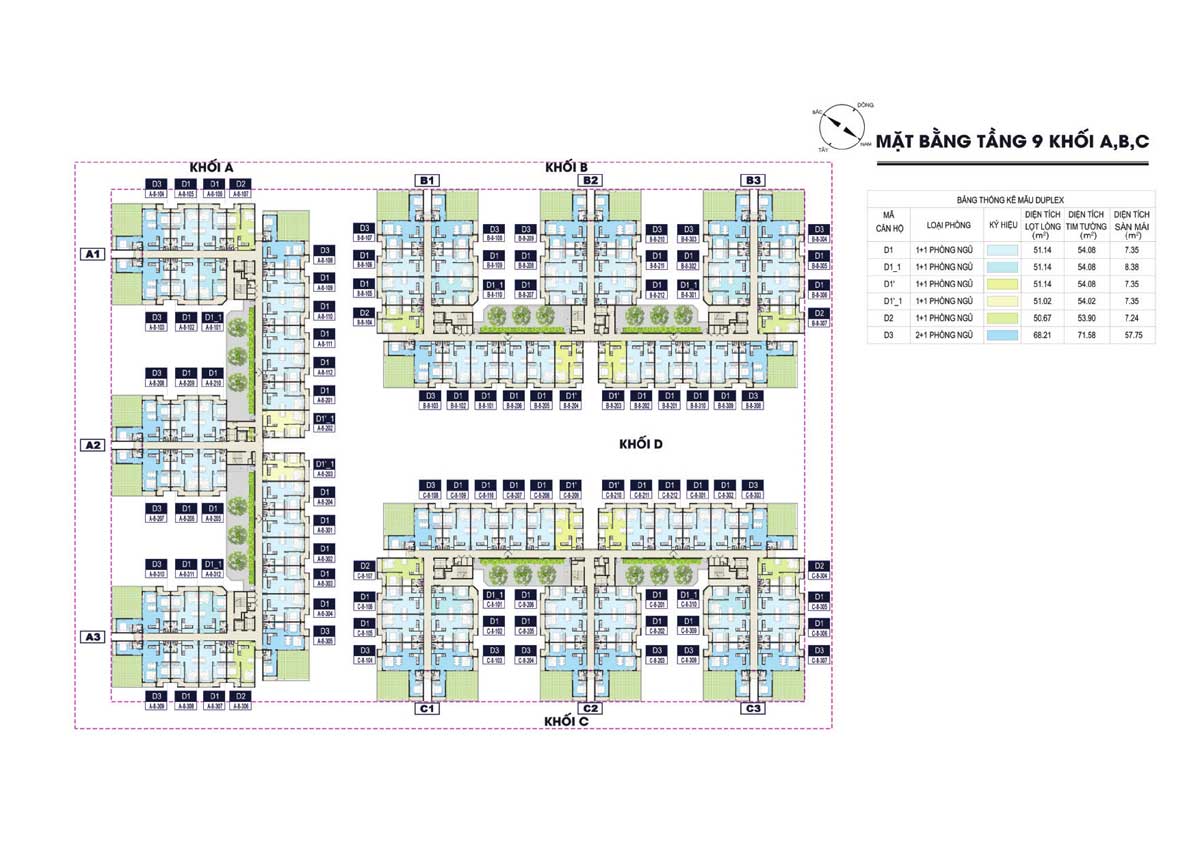 Floor plan of 9th floor of Thu Thiem Green House Apartment Project, District 2 Floor plan of 9th floor of Thu Thiem Green House Apartment Project, District 2