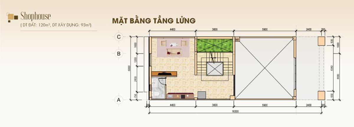 Floor plan for shophouse stc long thanh - STC Long Thanh