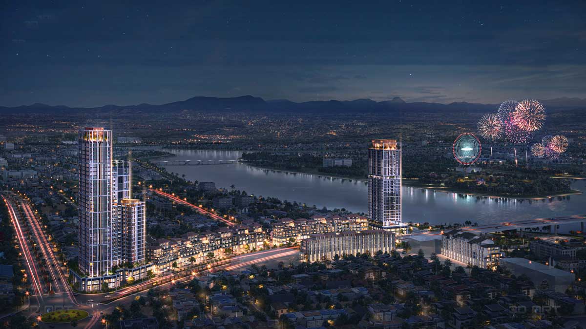 Sun Cosmo Residence Danang at night Sun Cosmo Residence Danang at night