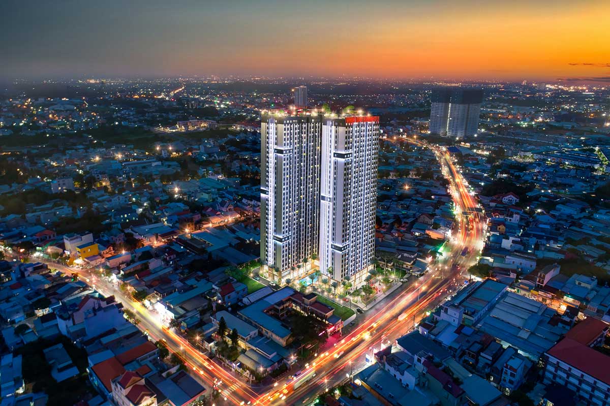 Perspective of Phuc Dat Connect 2 Apartment Project at night Perspective of Phuc Dat Connect 2 Apartment Project at night