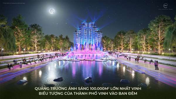 Eco Central Park The largest 100,000m2 light square in Vinh city is the symbol of Vinh city at night - Eco Central Park