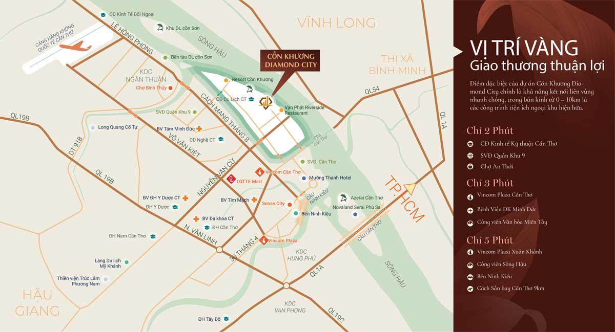 Location Map of Con Khuong Diamond City Can Tho Project