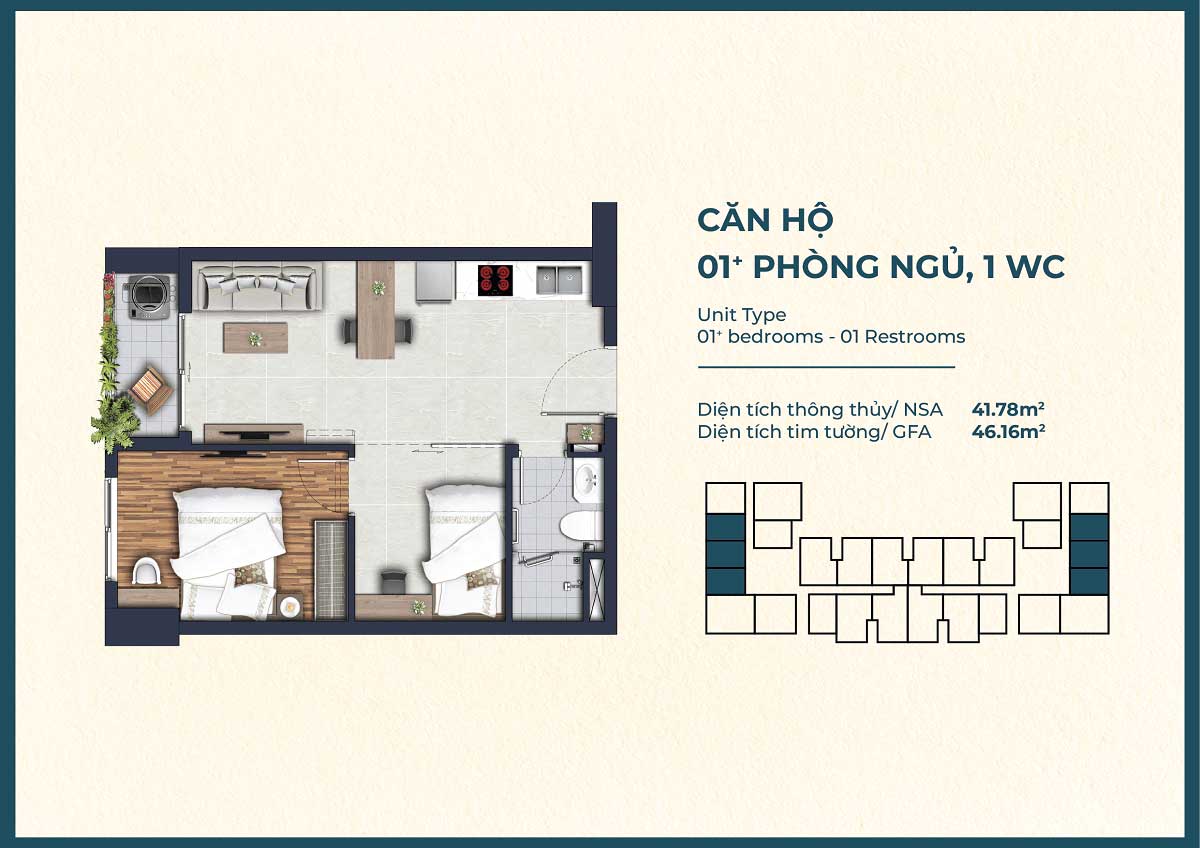 Design of 1 bedroom 1 bathroom apartment The Felix Thuan An Design of 1 bedroom 1 bathroom apartment The Felix Thuan An