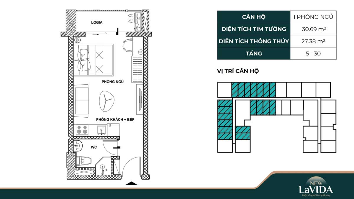 New Lavida 1-bedroom Apartment Design, New Lavida Binh Duong Social Housing Complex - New Lavida
