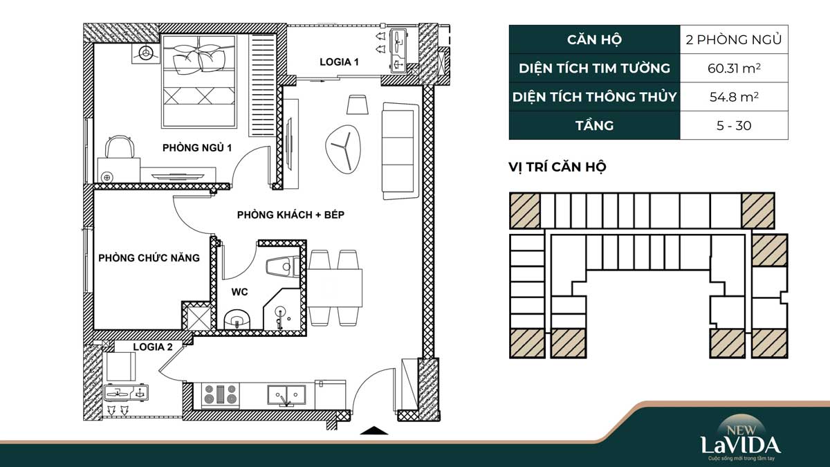 New Lavida 2-bedroom Apartment Design, New Lavida Binh Duong Social Housing Complex - New Lavida
