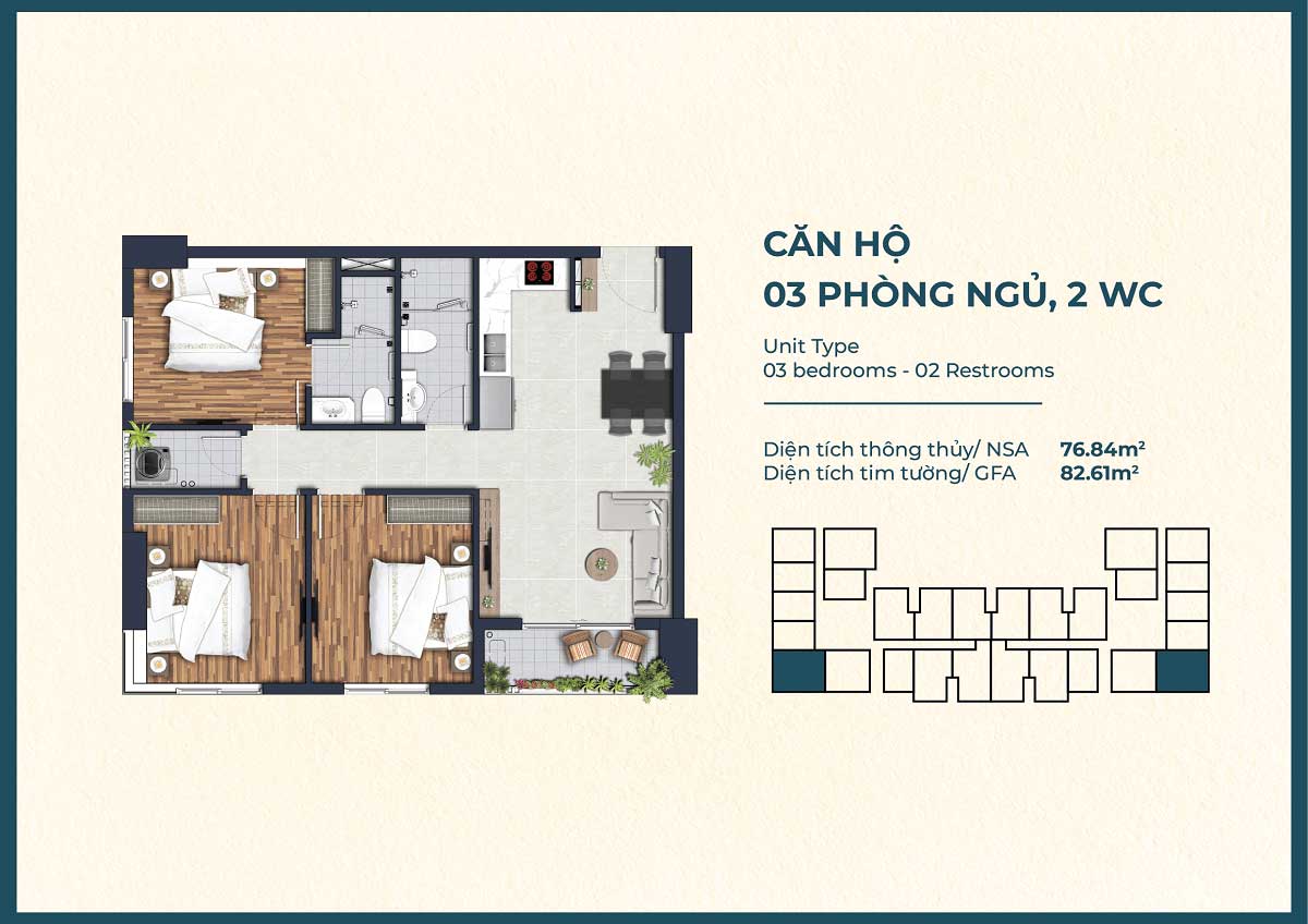 Design of 3-bedroom, 2-bathroom apartment The Felix Thuan An Design of 3-bedroom, 2-bathroom apartment The Felix Thuan An