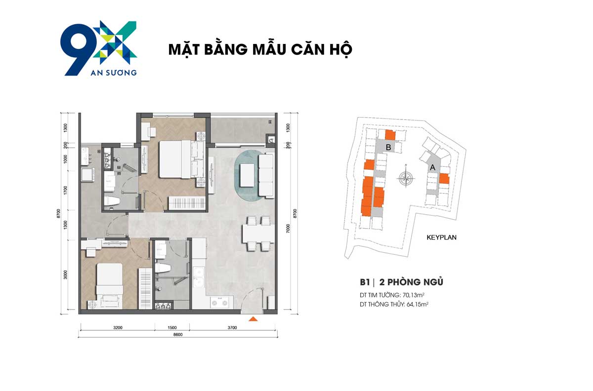 Apartment Design B1 2PN 70.13m2 9X An Suong Hoc Mon Apartment Design B1 2PN 70.13m2 9X An Suong Hoc Mon