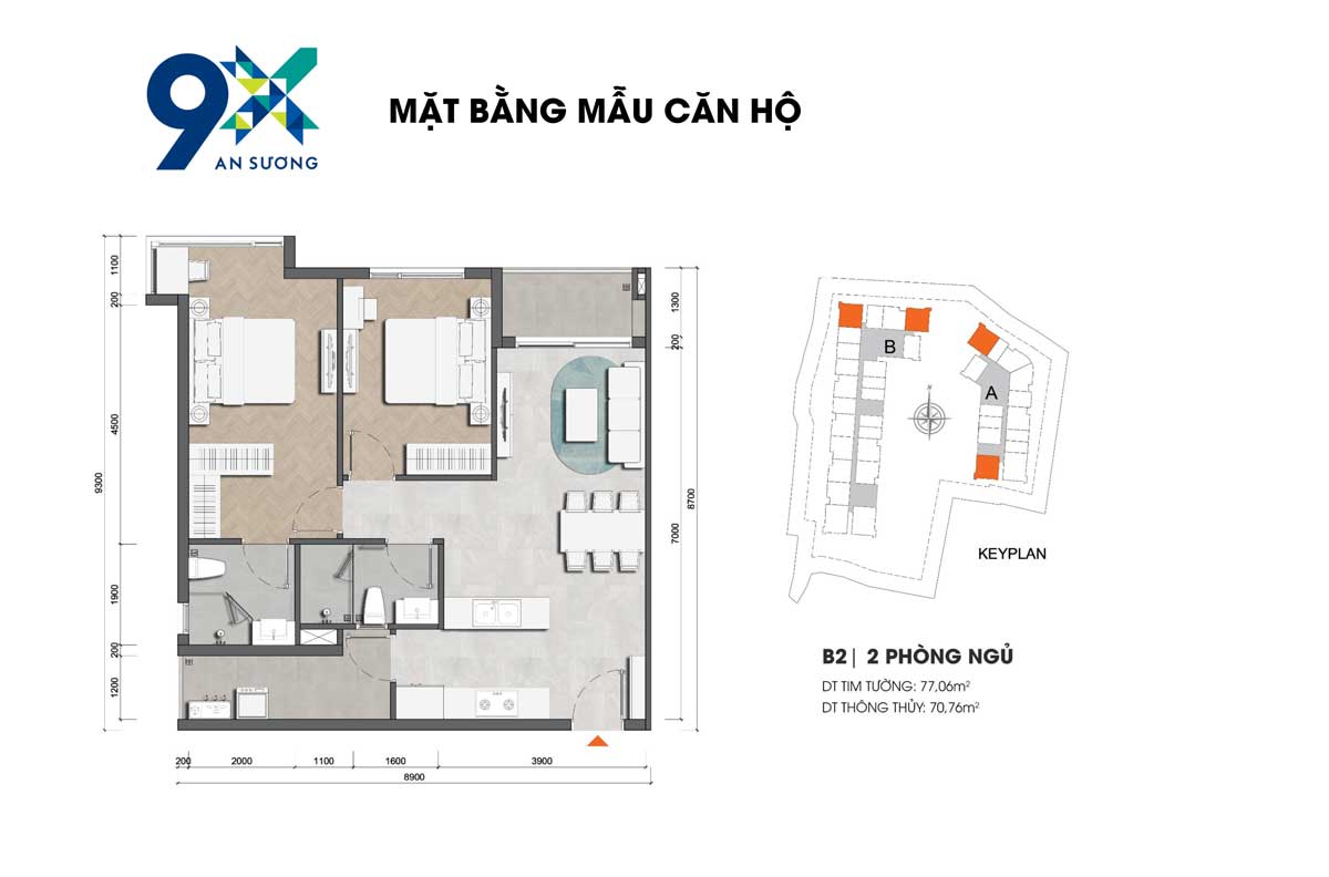 Apartment Design B2 2PN 72.06m2 9X An Suong Hoc Mon Apartment Design B2 2PN 72.06m2 9X An Suong Hoc Mon
