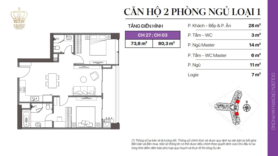 Golden Crown 14 Apartment Design - Golden Crown Hai Phong