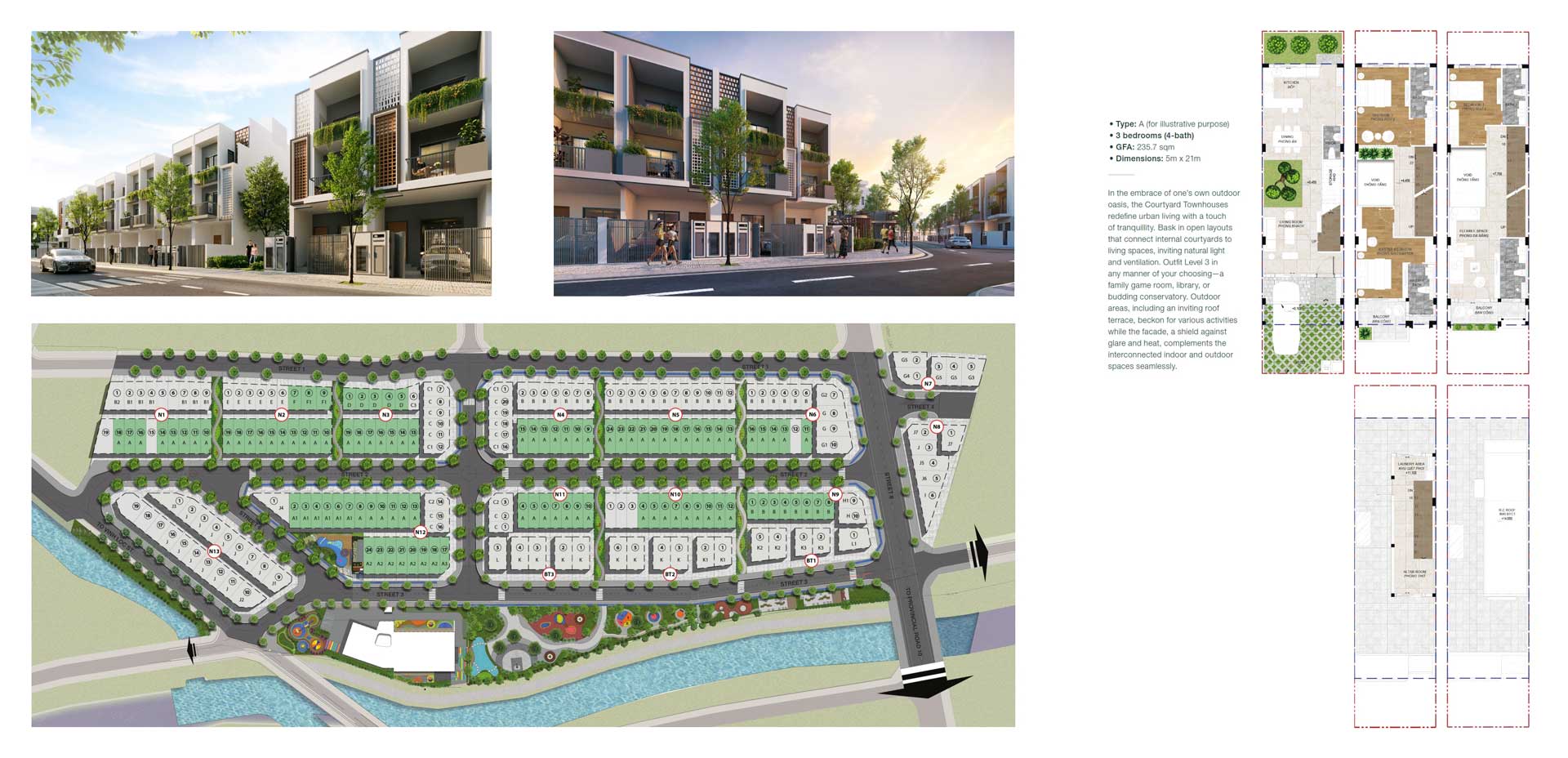 Design of type A townhouse The Meadow Binh Chanh