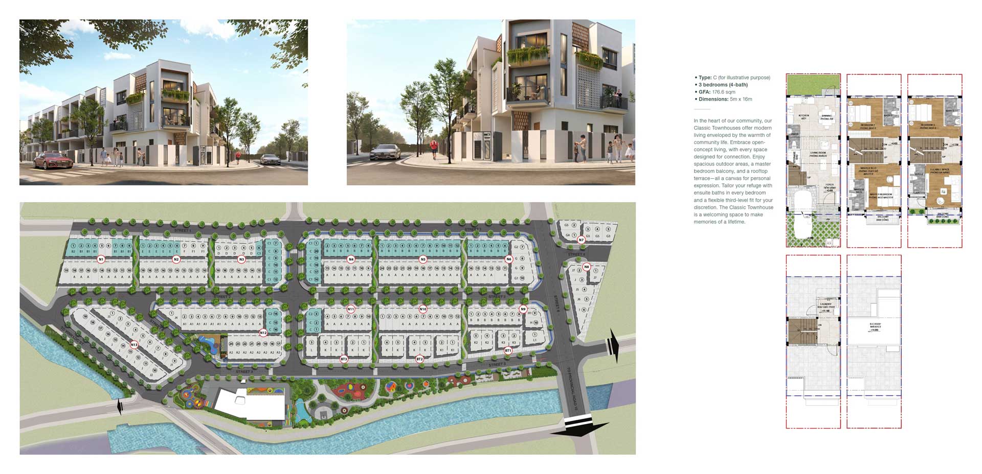 Design of type C townhouse The Meadow Binh Chanh