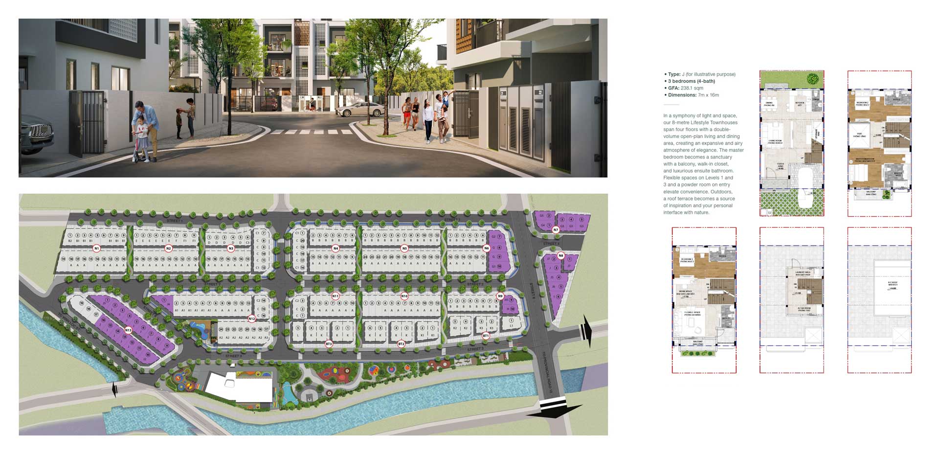 Design of type J townhouse The Meadow Binh Chanh