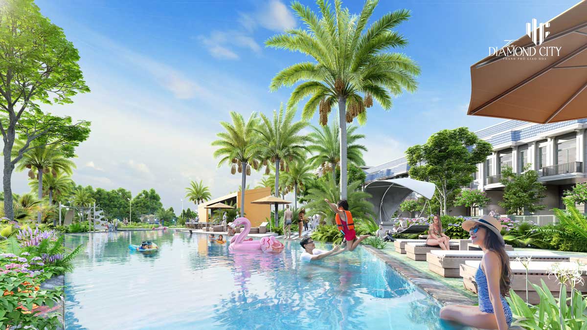 Quoc Linh Residential Area Central swimming pool facilities of The Diamond City Project - Quoc Linh Residential Area
