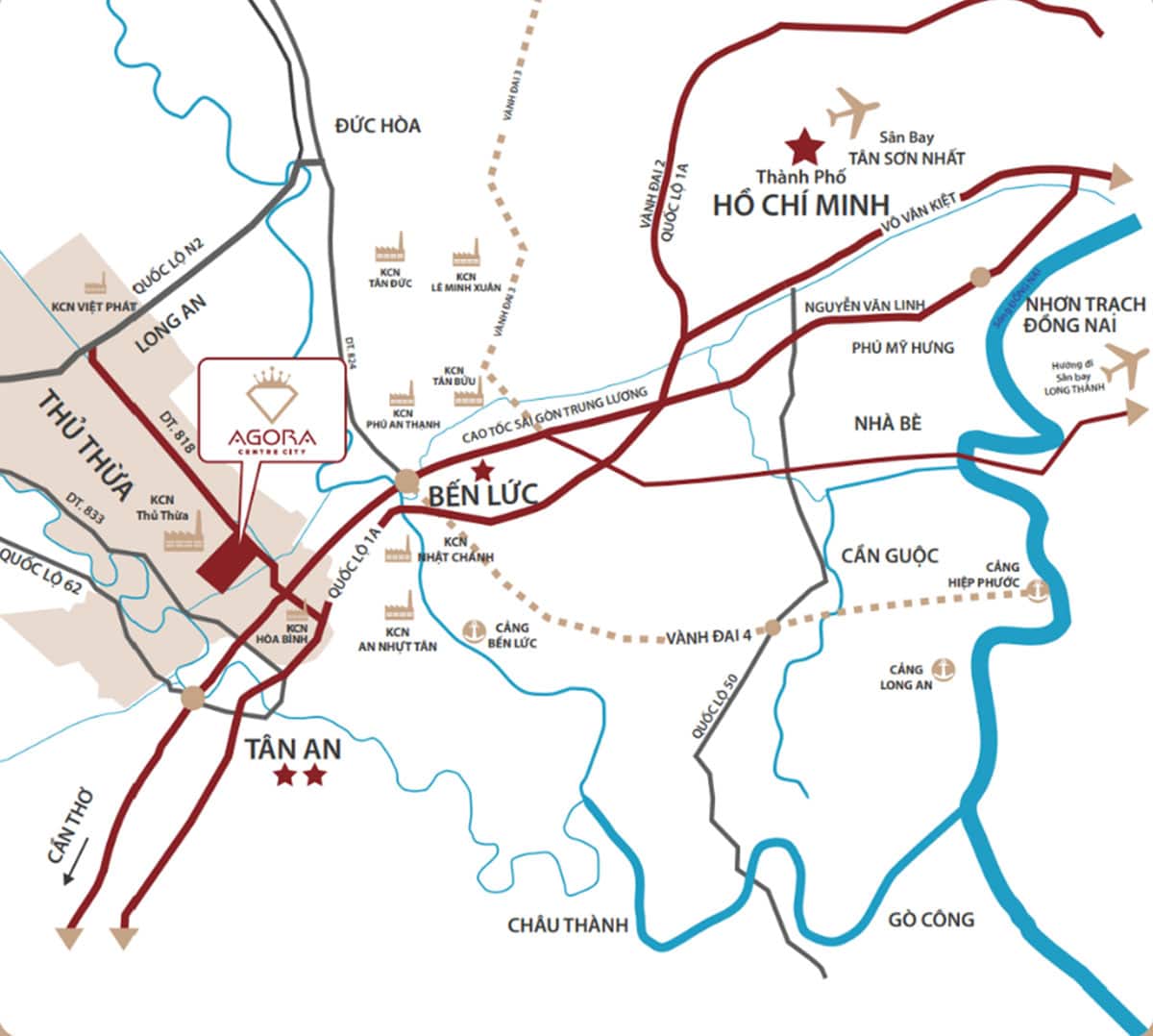 Location of Agora City Long An Project