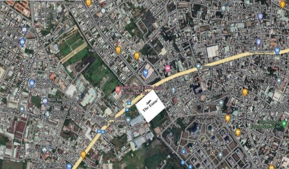 Location of The Esme' Apartment Project Di An Binh Duong