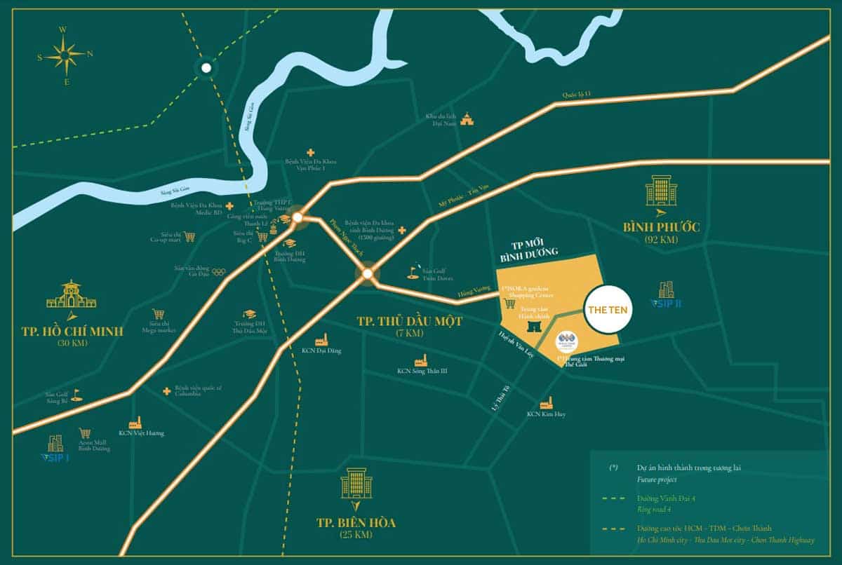 Location of The Ten Apartment Project, New City, Binh Duong