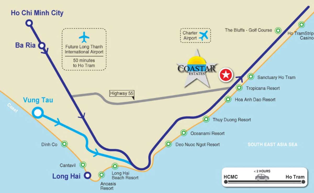 Coastar Estates Ho Tram project location Coastar Estates Ho Tram project location