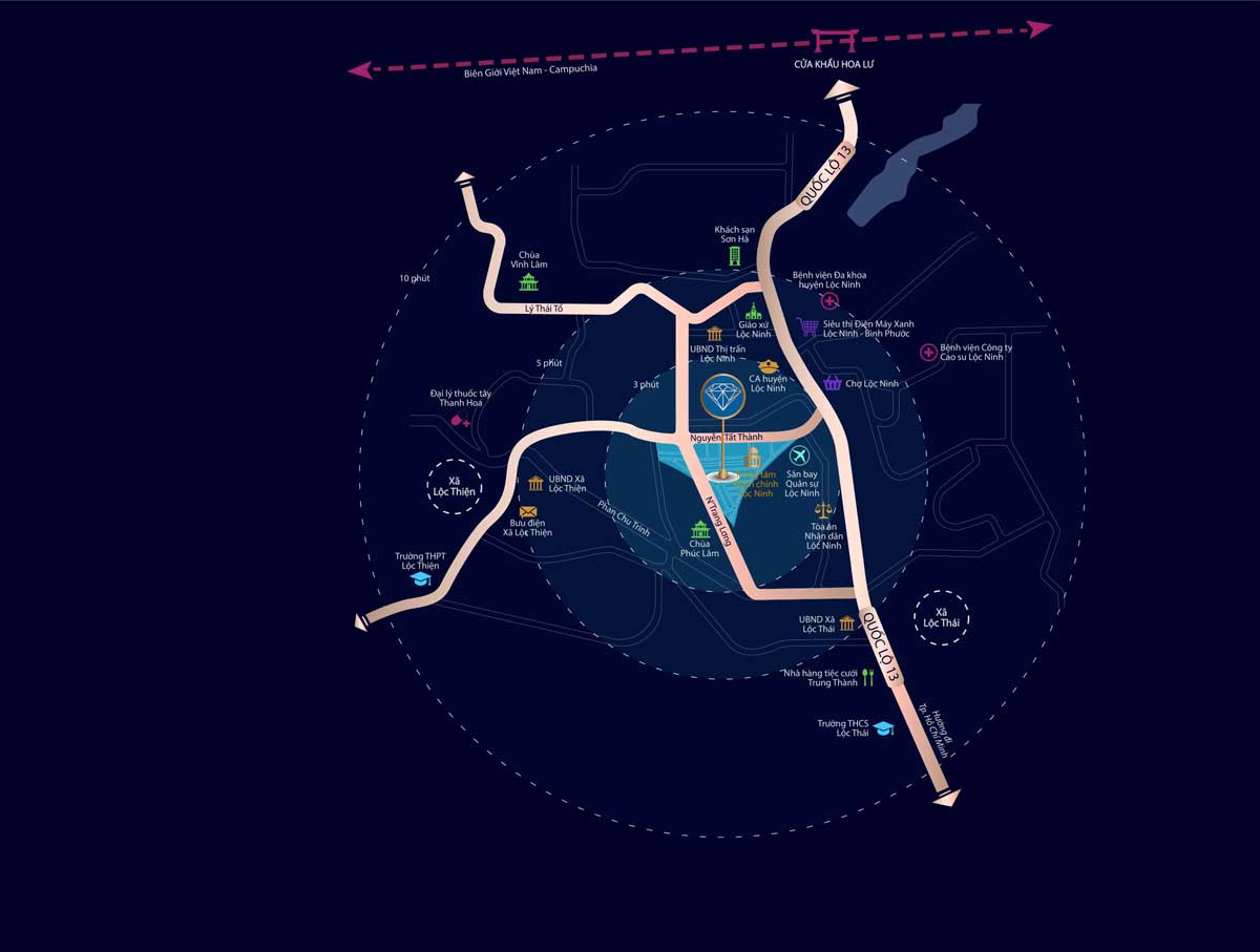 Location of Diamond City Project Loc Ninh Binh Phuoc