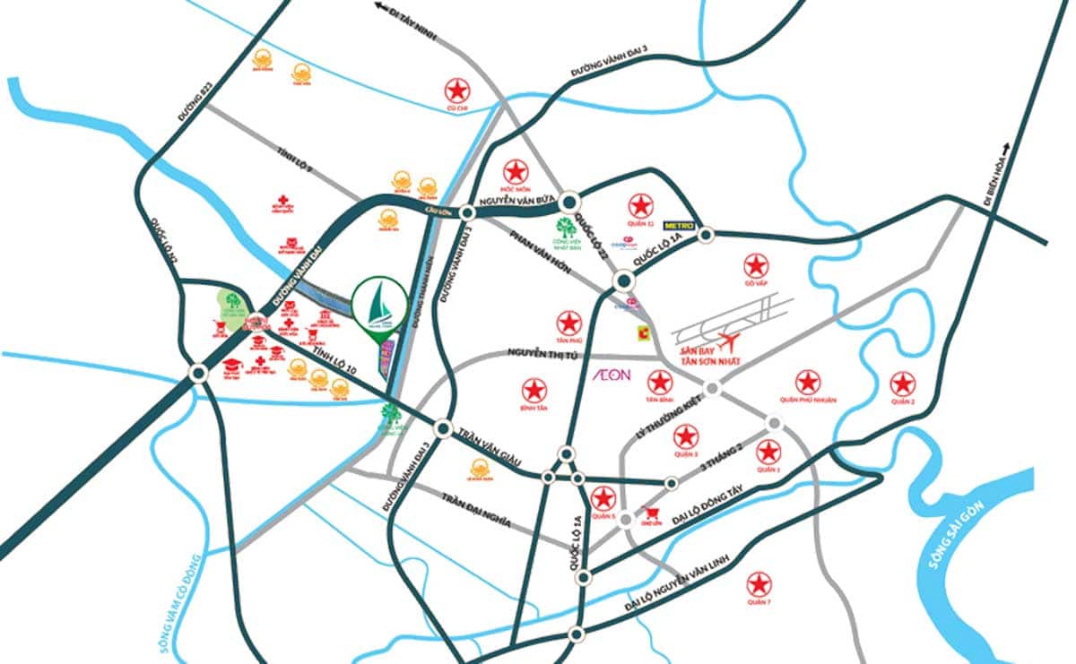 Location of Green Sailing Town Urban Area Project Long An