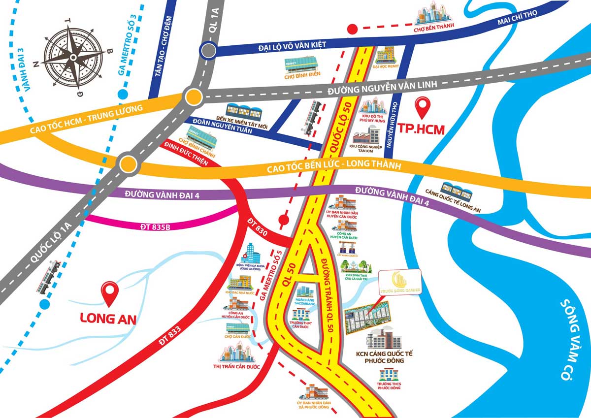 Location of Phuoc Dong Residential Area Project, Can Duoc, Long An